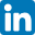 Linked In logo: the word "in" is white with a blue square backing. 