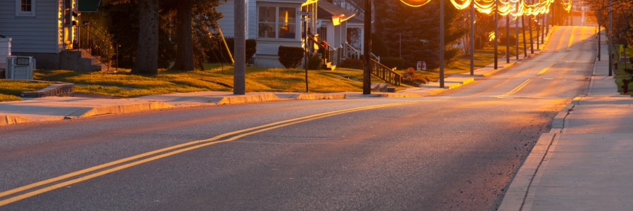 Street with hydro poles