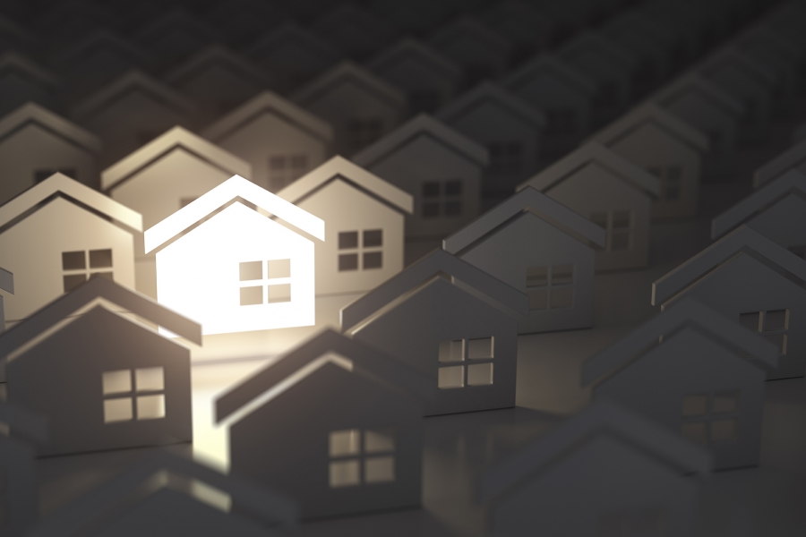 Paper cutouts of houses